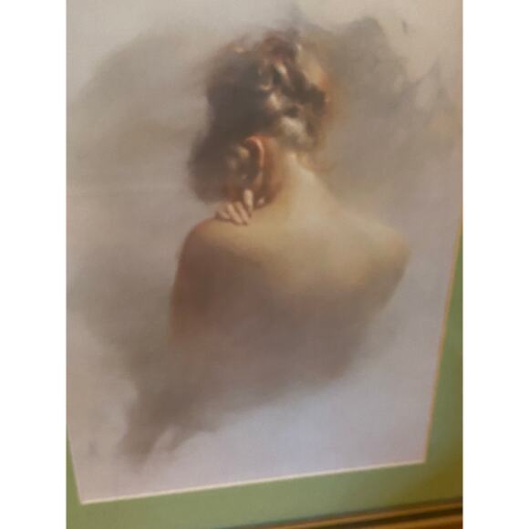 Vintage Print signed Murray Titled “The Shy Lady” Framed and Matted mid century - Picture 4 of 5